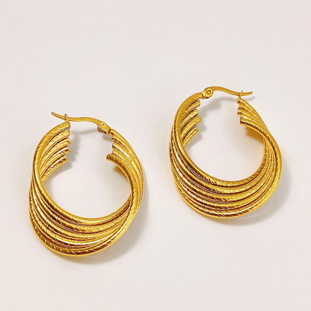 Geometric Personality Design Ring Earrings Niche Exaggeration Titanium Steel Earrings Women's Cold Wind Versatile
