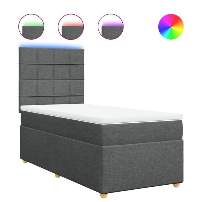Maison Exclusive - Sommier à lattes de lit avec matelas Gris foncé 100x200cm Tissu