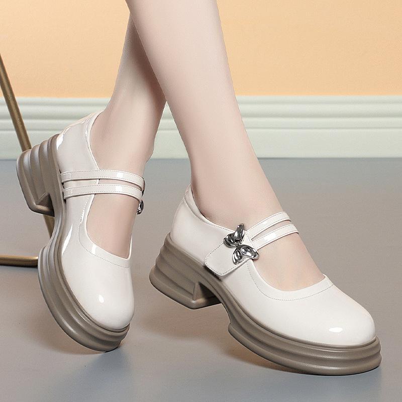 Новые туфли на платформе и высоком каблуке, женские туфли Мэри Джейн на толстом каблуке, элегантные туфли-лодочки на каблуке с бантиками, туфли с круглым носком, женская свадебная обувь