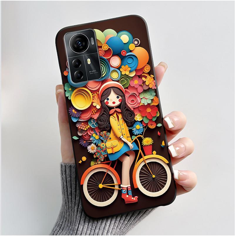Phone Case For ZTE Blade A72s/Optus X Max/Blade V41 Smart Soft Silicone Black Case Lovely Pattern Puppy Rabbit Shockproof Shell