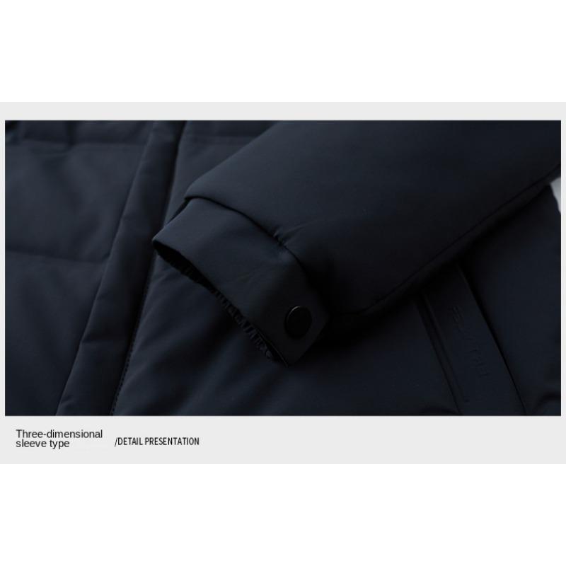 Winter Men's Short and Thick Oversized Down Jacket with Detachable Hat for Middle-aged and Young Men, White Duck Down Loose Warm Jacket