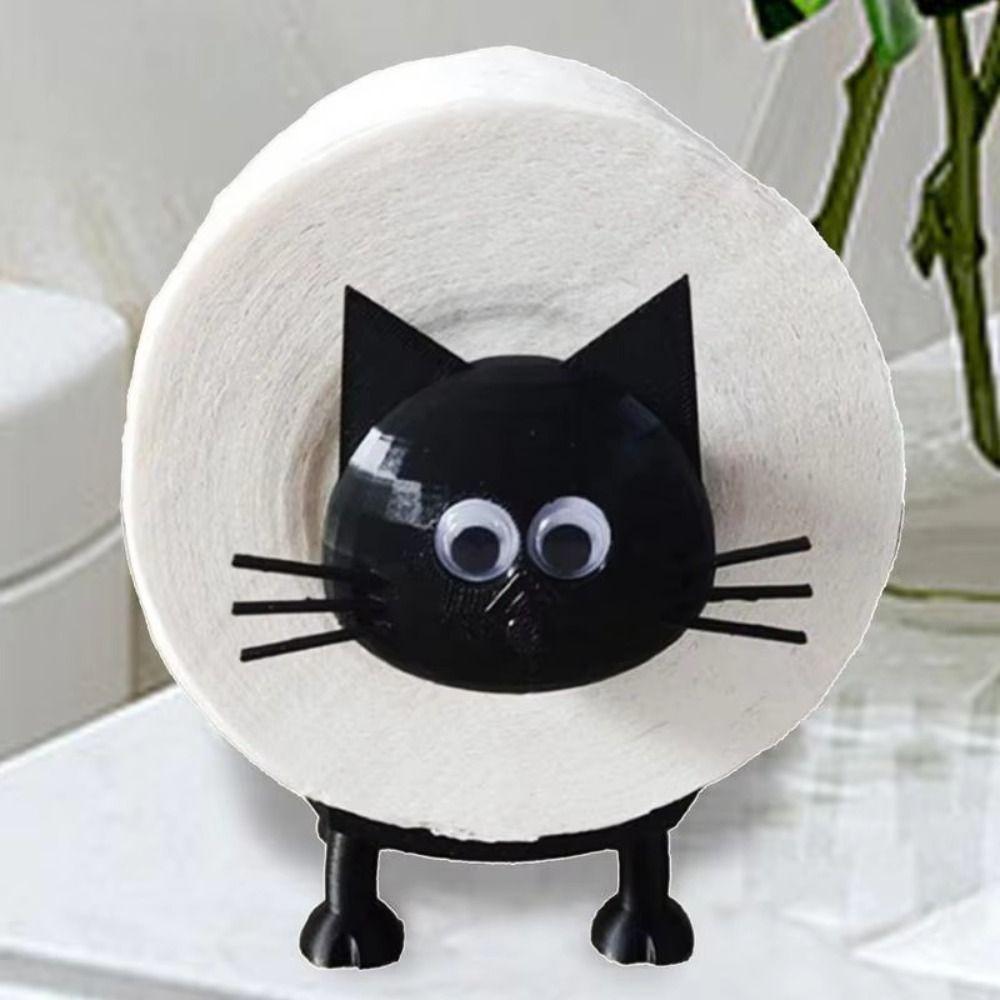 3 PCS Plastic Roll Paper Holder Cat Shape Toilet Tissue Rack Trendy Toilet Paper Rack Bathroom