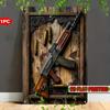 Vintage AK-47 Rifle Print Metal Sign, 1PC Wall Art. A Weatherproof Plaque, Multipurpose for Home, A Striking Wall Hanging Decor.