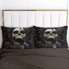 Skeleton 3D Print Black Duvet Cover Set Halloween Style Double For Adults Queen King Size Soft Bedding Set With Pillowcase