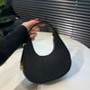 Solid Color Cloth Shoulder Bag Shoulder Pouch Underarm Bag Portable Crescent Bag  Travel