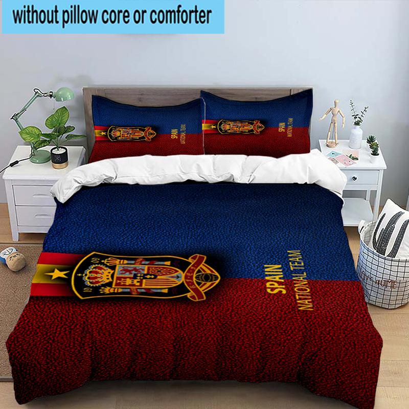 3pcs Spain FC Crest Printed Bedding Set Duvet Cover Closure Includes 1 Duvet Cover & 2 Pillowcases Bedding Sets Home Decor Gifts