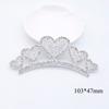 6Pcs White Padded Heart Shaped Crown DIY Stick On Rhinestone Patches Flatback Scrapbooking Decorative Embellishment Supply