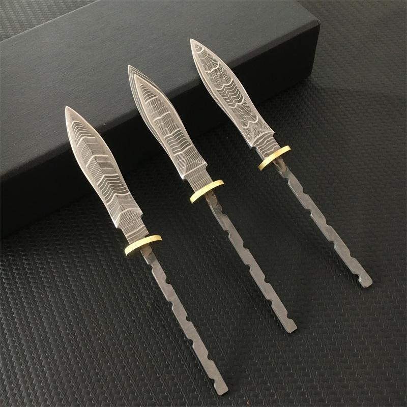 Сделай сам Полуфабрикат Дамасская сталь Узор Чайная игла Нож Заготовки для DIY Нож для пуэра и темного чая Банк