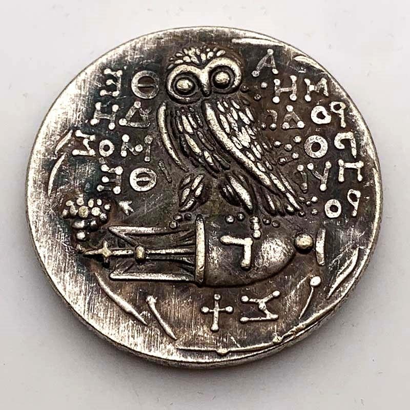 Copy Ancient Greek Owl Athena Silver Coin Foreign Coin Collection KTY