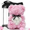 Rose Bear Handmade Bear Rose Bear Teddy Bear Gift for Mothers Day Valentines Day Anniversary Bridal Showers Weddings with Clear Gift Box 25cm