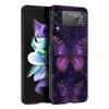 Арт Фиолетовая Бабочка Жесткий ПК Чехол Для Телефона Для Samsung Galaxy Z Flip 7 6 5 4 Черный Чехол Для Galaxy Z Flip 3 Складной Корпус Fundas