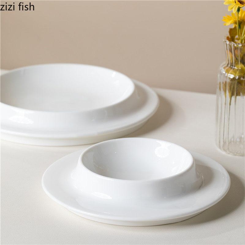 Чисто белая креативная керамическая толстая суповая тарелка десертная тарелка для закусок суши-тарелка ресторанная молекулярная кухня специальная посуда