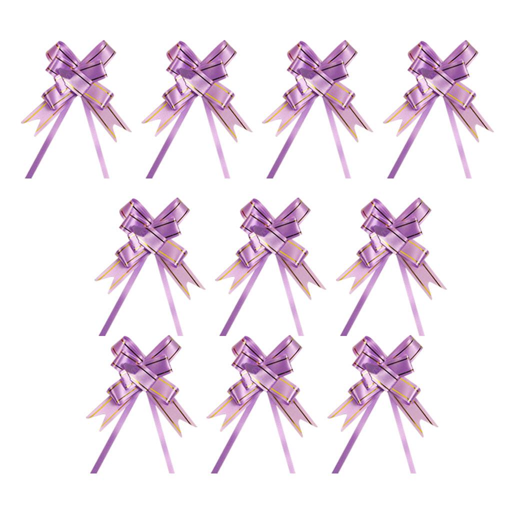 10 Pieces Bow Pull Decor Multi-colors Festive Packing DIY Crafts Lightweight Plastic Hand-Pulled Flower Christmas Holiday