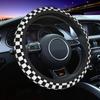 Da66jj Car Steering Wheel Cover Black White Lace Checkered Flag Car Steering Wheel Cover