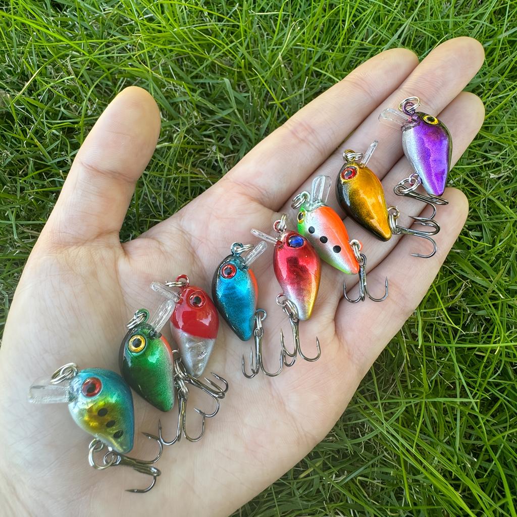 Рыболовные приманки Crankbait, жесткие приманки для окуня, поверхностные приманки для панфиша/краппи, крючки, искусственные приманки, 8 предметов, мини-рыболовные снасти