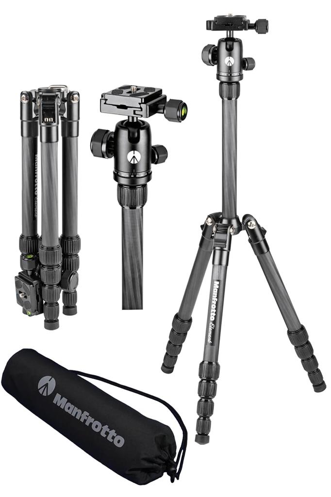 Manfrotto Element Small Black Load Capacity 5 3 Levels of Leg Angle Carrying Case Included Tripod, Carbon, 6kg, Stages, Adjustment, Compact,