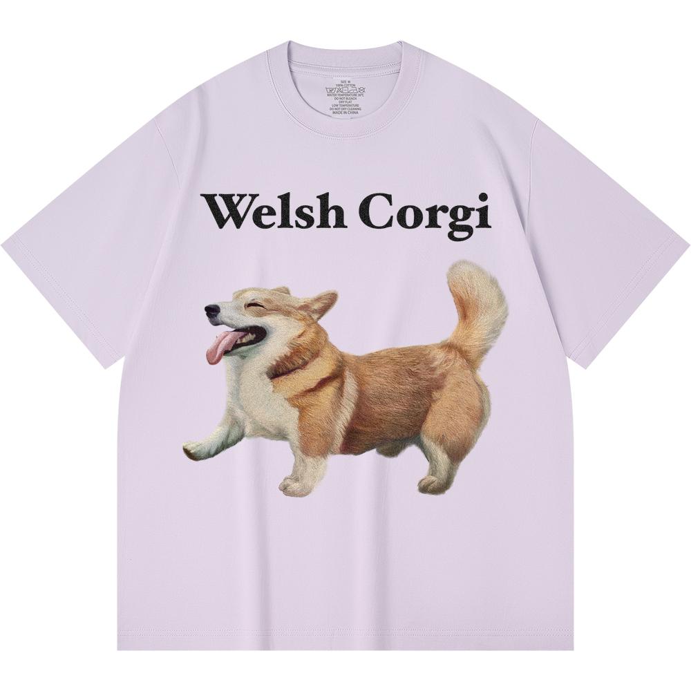 Футболка из 100% хлопка плотностью 230 г/м2 с принтом вельш-корги, забавная футболка из чесаного хлопка в стиле Харадзюку