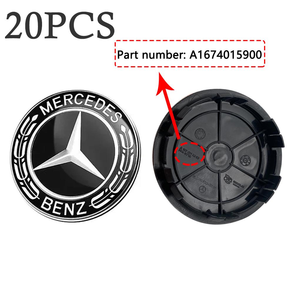 New 20 items Car Exterior Center Cap A1674015900 Accessories ABS 20pcs 75mm New Black Car Styling Wheel Center Cap For Mercedes Benz