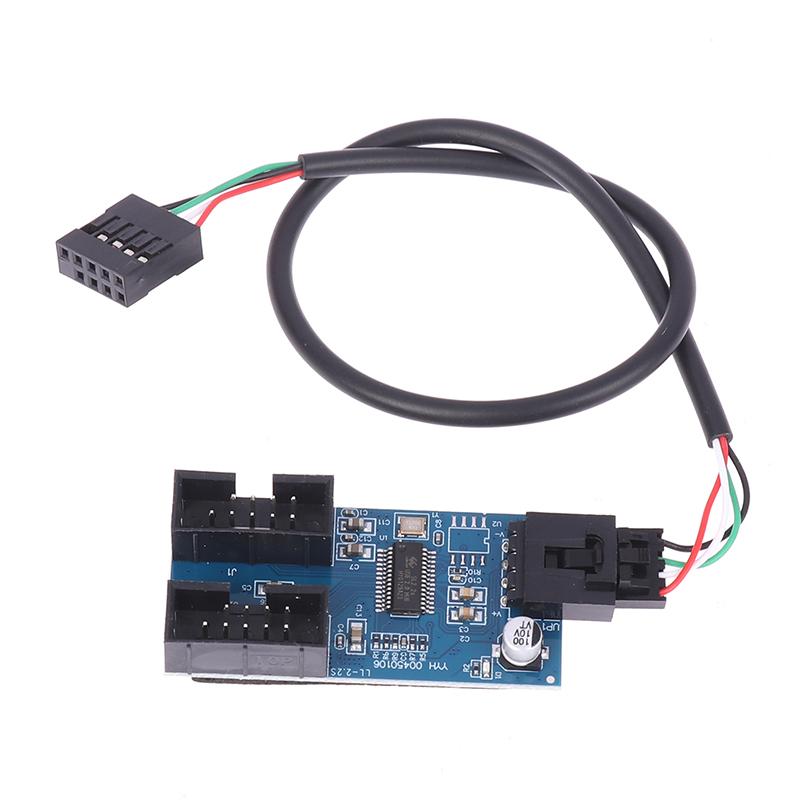 1Pc Usb 9 Pin Interface Header Motherboard Extension Splitter 1 To 2 Cable Desktop Usb2.0 Hub Connectors Adapter Port