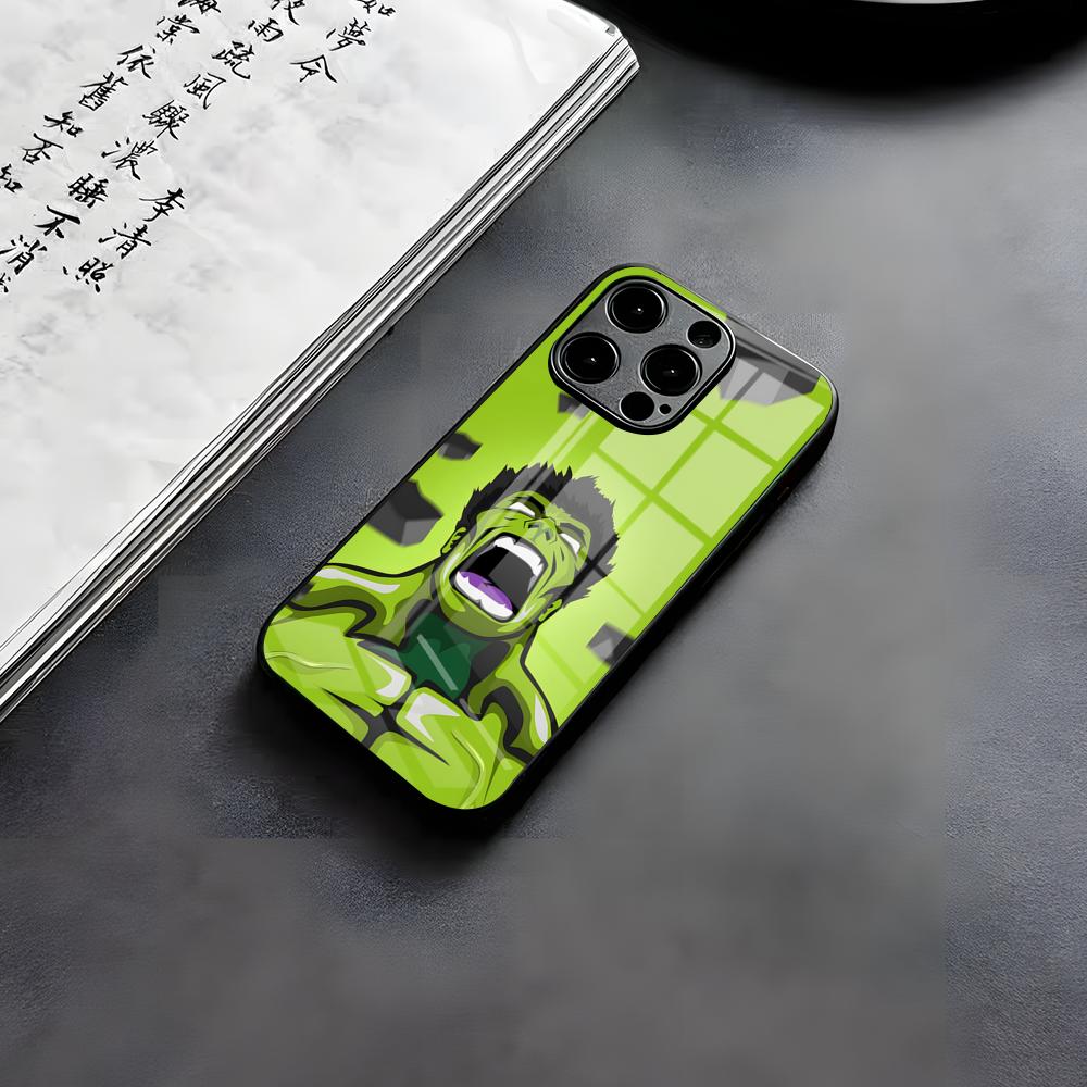 Superhero H-Hulk Phone Case For IPhone 17 Air 16 E Pro Max 15 14 13 Mini 12 Pro 11 Max Plus Black Glass Cover