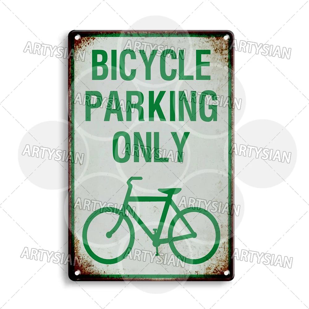 Vintage Parking Metal Sign Bicycle Disabled Motor cycle Parking Retro Metal Plaque Do not Attach Bikes To The Fence