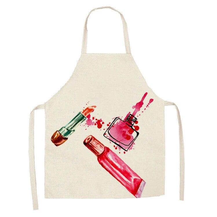 Sleeveless Linen Apron Men and Women Household Cleaning Tools Apron Nail Polish Ladies Perfume Printing Kitchen Apron