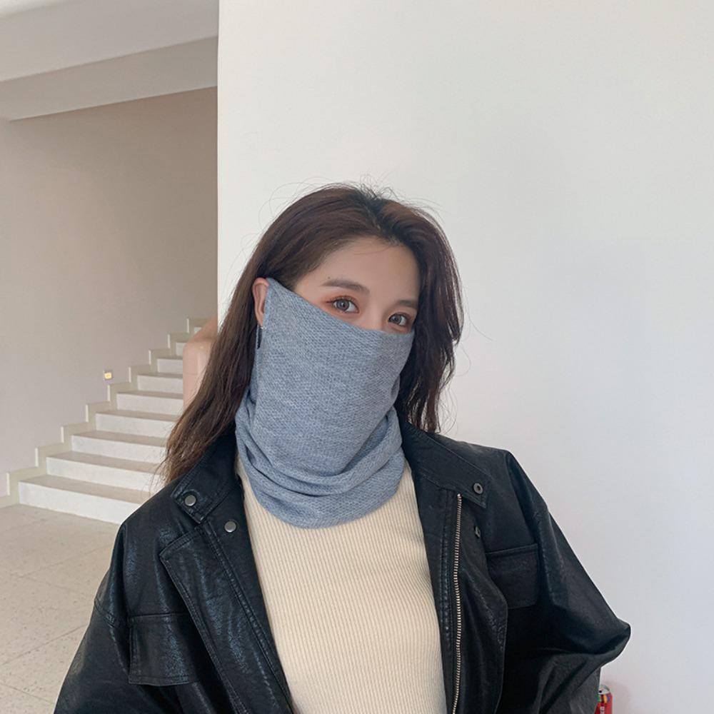 Neck Protection Women's Ear-mounted Masks Hanging Ear Neck Cover Knitted Bib  Autumn Winter