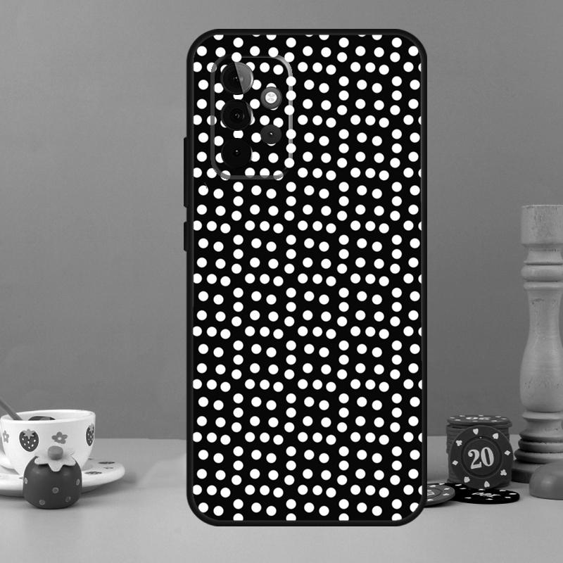Черно-белый чехол в горошек для Samsung Galaxy A55 A56 A36 A54 A34 A14 A05 A16 A26 A12 A32 A52 A13 A33 A53 A15 A35