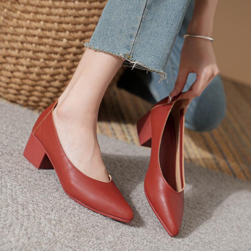 Модные туфли-дополнения, новые универсальные туфли из мягкой кожи с заостренным носком и небольшим каблуком, роскошные универсальные туфли на высоком каблуке для женщин