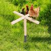 Chicken Perch Toy Wooden Chick Perch Stand with Metal Ground Stake Coop