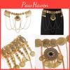 Antique Metal Gold Carved Waist Chain Women Accessory With Elements Tassel