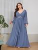 Ever-Pretty Women's A-line Chiffon Plus Size Evening Dresses with Long Lantern Sleeves
