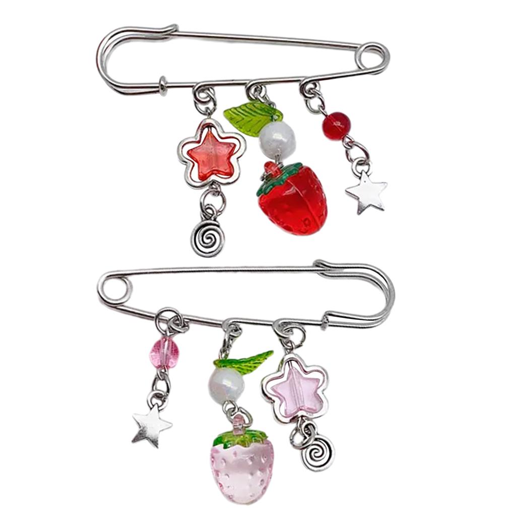 Sweet Pin Clothing Jewelry Sweater Shawl Clip Strawberry Chain Pin Alloy Material Clasp Pin Lapel Pin for Daily Party