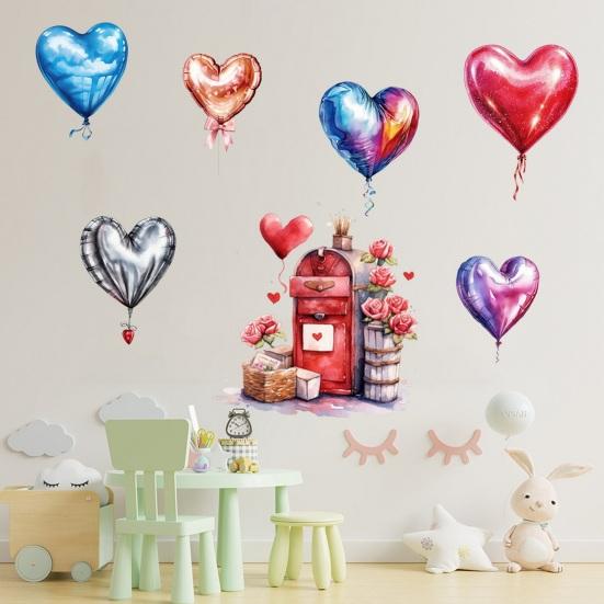 Wall Decal Heart Balloon Mailbox Pattern Self-Adhesive Waterproof Wall Sticker Bedroom Kids