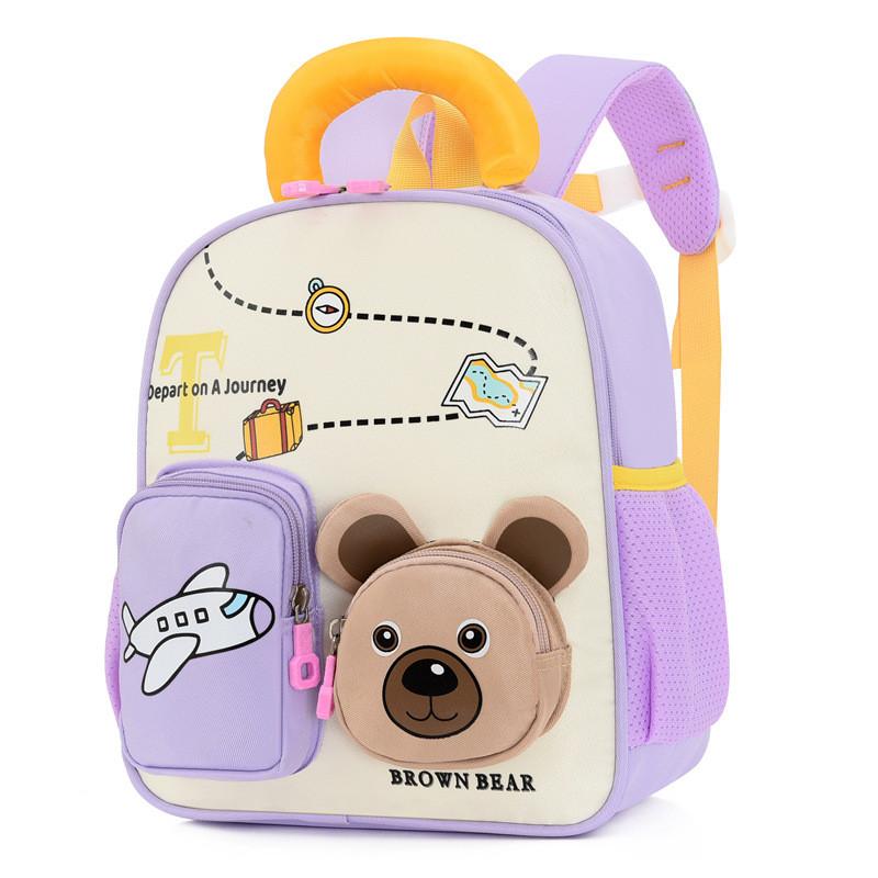Print Animal Bear Backpack With Lightweight Oxford Fabric Schoolbag Gift Kids