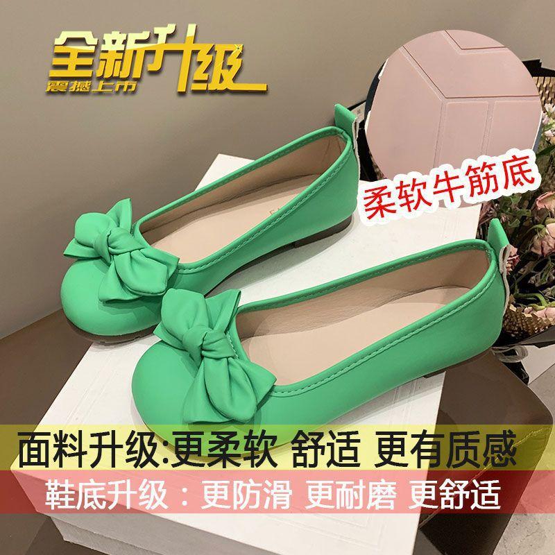2025 весна и осень новые туфли-лодочки на плоской подошве для женщин, универсальные, с мягкой подошвой, в сказочном стиле, с бантом, на одном ремешке, туфли-дутики