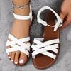 Fashion Shoes for Women Slippers 2024 Summer Women Flat Bottom Roman Strap Sandals Non Slip Rubber Soles Fashion Ladies Daily Sandalias