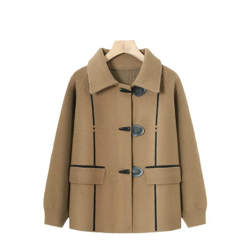 Женская осенне-зимняя повседневная куртка, модная шерстяная куртка на пуговицах