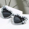 Heart Big Frame Love Inlaid Pearl Fashion Ladies Sunglasses Wedding Decorative Glasses for Party Use