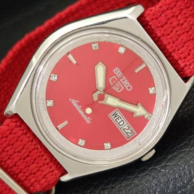Б/У винтажные мужские часы SEIKO 5 AUTOMATIC 6309A из Японии с красным циферблатом a433846-2