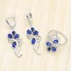 WPAITKYSRRoyal Синий Циркон Серебряный Цвет Свадебные Ювелирные Наборы Женские Серьги Кольцо Ожерелье Браслет Подарочная Коробка