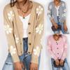Women's Relaxed Casual Cardigan Flower Button Sweater Outwear