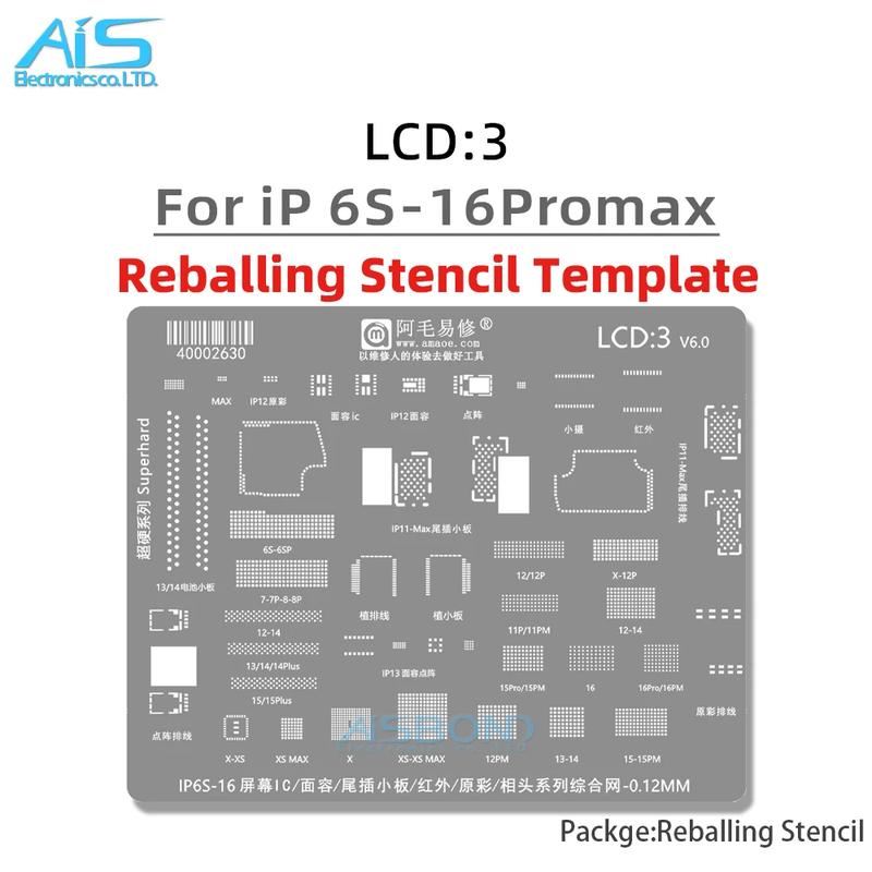 BGA Reballing Stencil Template For iPhone 11 12 13 14 15 16 Pro Max Plus LCD screen IC Chip Dot Matrix Face ID Camera Tools