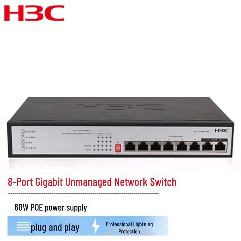 H3C Mini S1208V-PWR 8-Port Gigabit PoE Switch