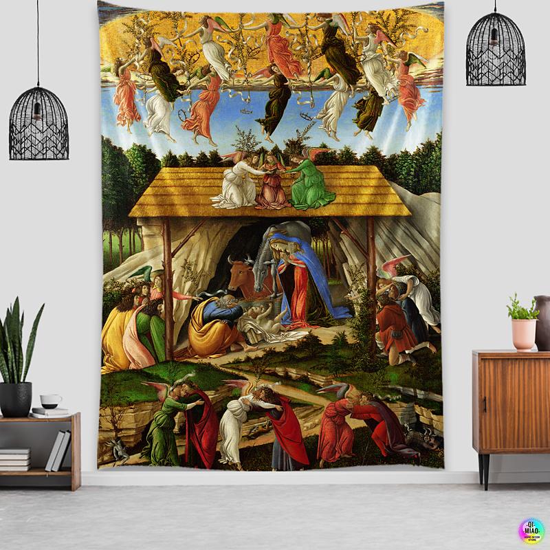 Рождественский гобелен, сцена Рождества, настенный гобелен, Иисус Ангел, Пасхальный декор стен, гобелены с изображением Христа, ясли для украшения дома