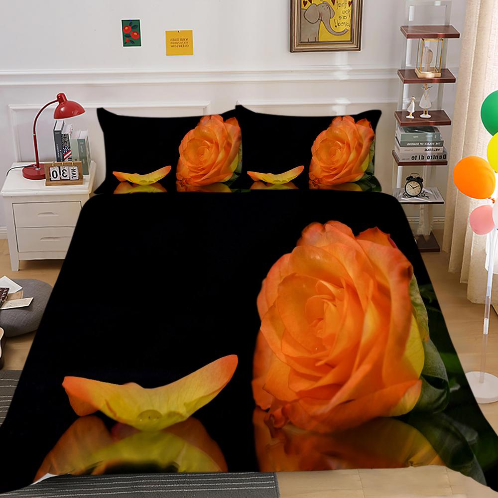 Домашнее постельное белье в цветочном стиле ко Дню святого Валентина, комплект пуховых пододеяльников, пододеяльник для спальни, наволочка, полноразмерное постельное белье для односпальной/двуспальной кровати
