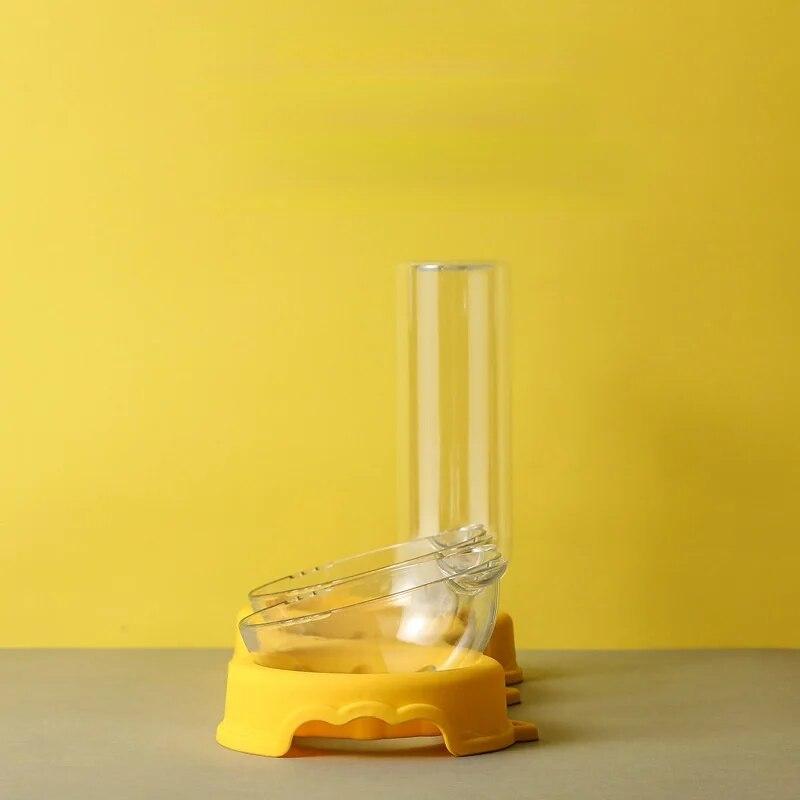 Cat Double Bowl Splash-proof Dual-use Automatic Water Feeder Drinking Basinanti-overturning Pet Dog Plate 1.8 L Large Bottle