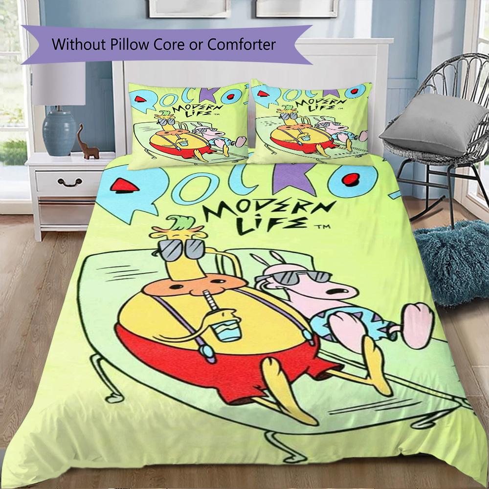 Rocko's Modern Life Pattern Bedding,Quilt Set Quilt Cover Pillowcase Home Birthday Gift (1*duvet cover+2*pillowcase,without core)XSJT0917413