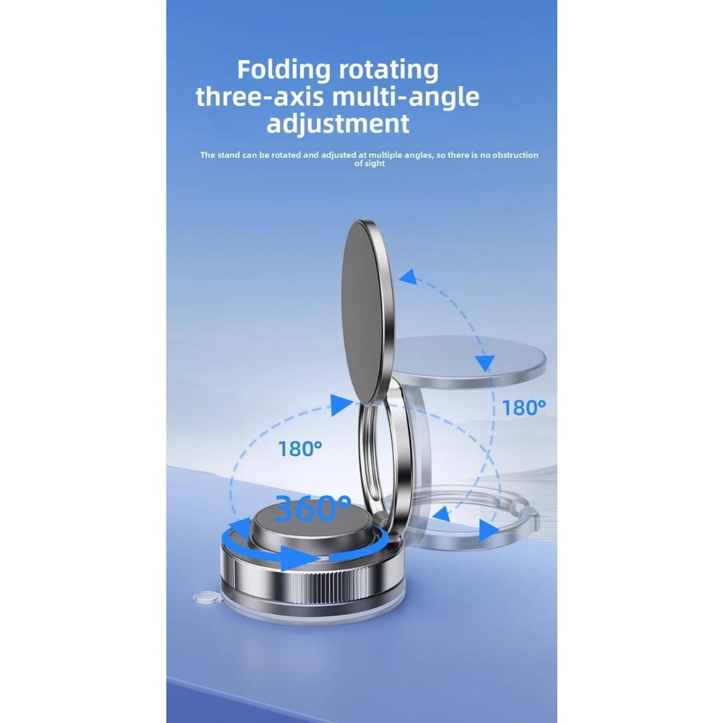 Вакуумный магнитный держатель для телефона, Складной и регулируемый магнитный держатель для телефона с управлением одной рукой, Вращение на 360°, Подходит для автомобилей