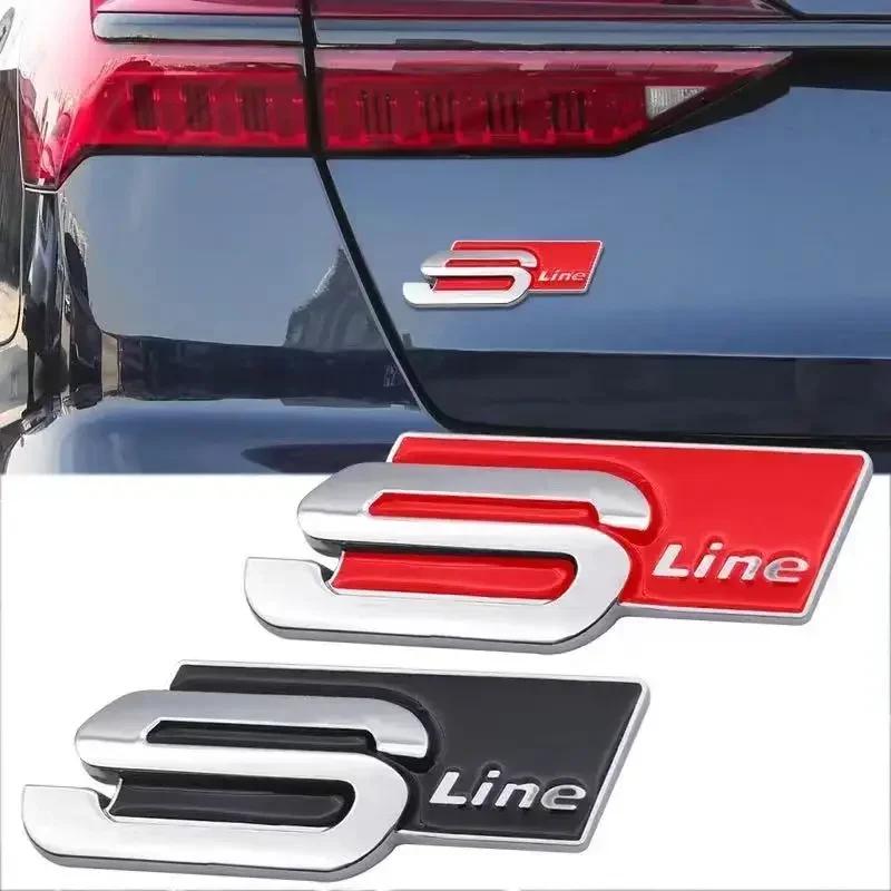 1Pc new Metal Logo Sticker Badge Decals for Sline TT Q2 Q3 Q5 Q7 Q8 A3 A4 A5 A6 A7 R8 B5 B6 B7 B8 C5 RS4 RS5 V8 Car Decoration